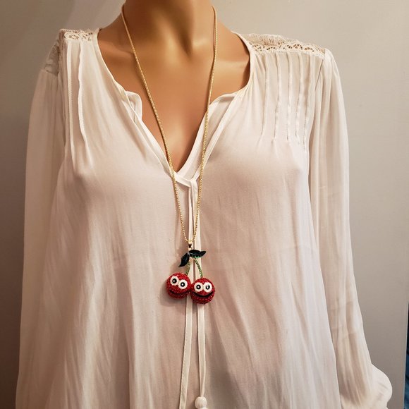 Betsey Johnson Cherry Necklace. NWT. - Picture 2 of 6